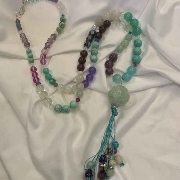 108 Bead Gemstones Handmade Mala Prayer Necklace - Picture 3 of 13